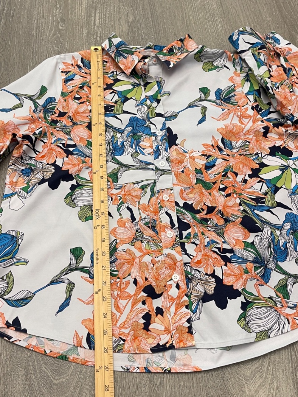 Chico's No Iron Stretch Blouse Women's 3 US 16/18 Floral Button Up 3/4 Sleeves - Picture 9 of 10